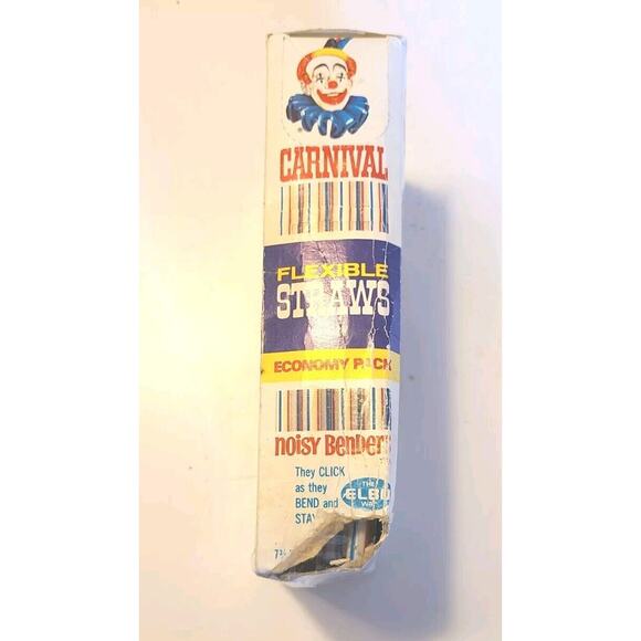 Vintage 70s 80s Carnival Clown Flexible Kids Retro Drinking Straws In Box - Picture 2 of 4